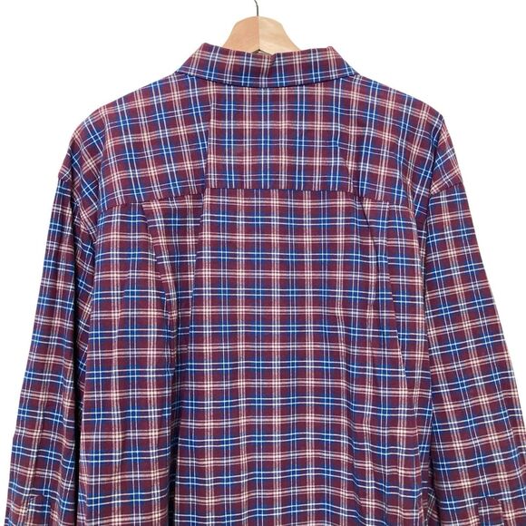 Oak Hill Mens Button Down Shirt 2XL Plaid Cotton Mens Wrinkle Free Burgundy - Picture 4 of 12